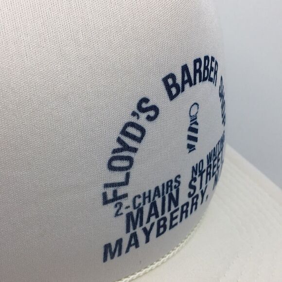 Vintage Floyd’s Barber Shop Mayberry NC white trucker hat SnapBack Andy Griffith - Picture 8 of 16